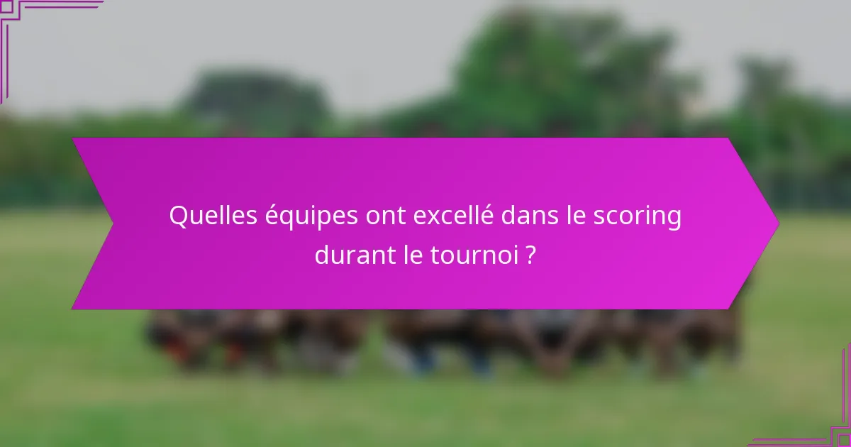 Quelles équipes ont excellé dans le scoring durant le tournoi ?